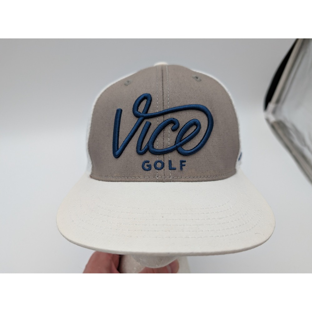 Vice Golf Squad Trucker Hat Grey White Navy Blue Mesh Snapback Adjustable Cap